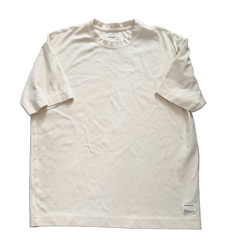 Public Supply Soft Cotton Ivory Buttercream Logo Mens Oversized Shirt Stretch M